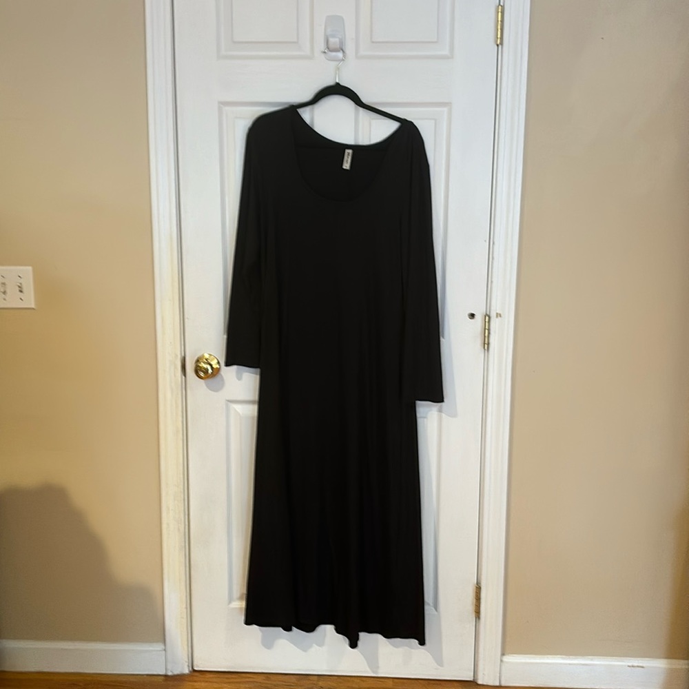 Long-sleeved, knit, Maxi dress in black
